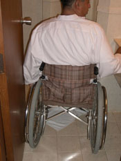 Photo 1 inaccessible toilet, no space to move wheelchair